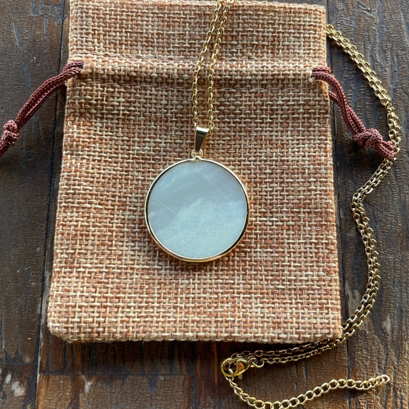 Genuine Amazonite Round Pendant Amazonite Necklace Minimalist Crystal Necklace - Picture 1 of 2